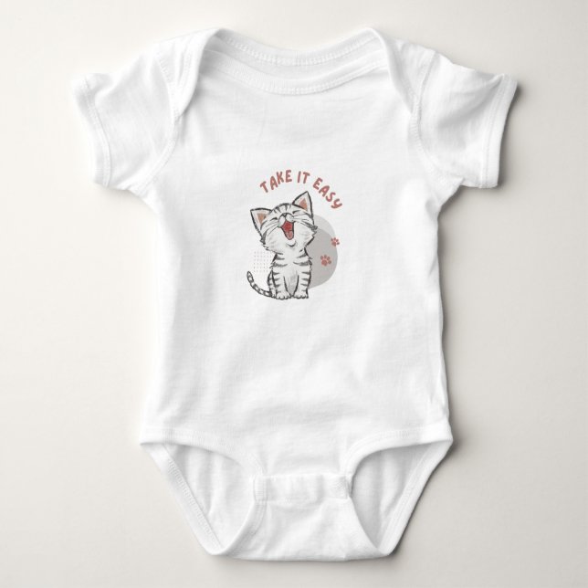 take it easy funny kitten cat baby suit baby bodysuit (Front)