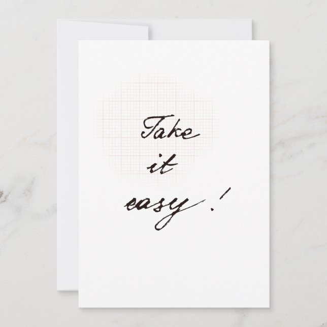 Take it easy minimal handwritten card (Front)