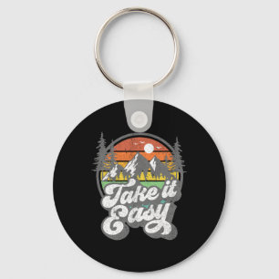 Take It Easy Retro Camping Hiking Camper Outdoor H Key Ring