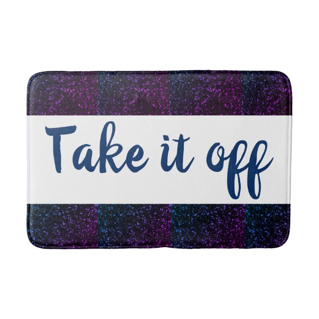 Take it off Bath Mat with Blue Purple Sparkle Trim (Front)