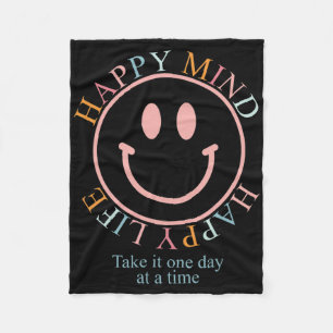 Take It One Day At Time Retro Groovy Mental Health Fleece Blanket