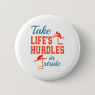 Take Life's Hurdles in Stride Hurdler Track Field 6 Cm Round Badge