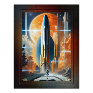 Take Lunar Launch - Journey To Moon Retro Poster