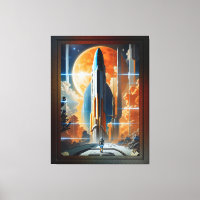 Take Lunar Launch - Journey To Moon Retro Poster