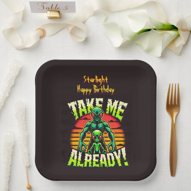Take Me Already! Explore the Alien Universe Now!  Paper Plate (Wedding)
