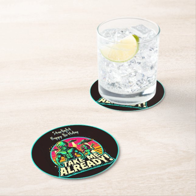 Take Me Already! UFO Adventures  Round Paper Coaster (Insitu)