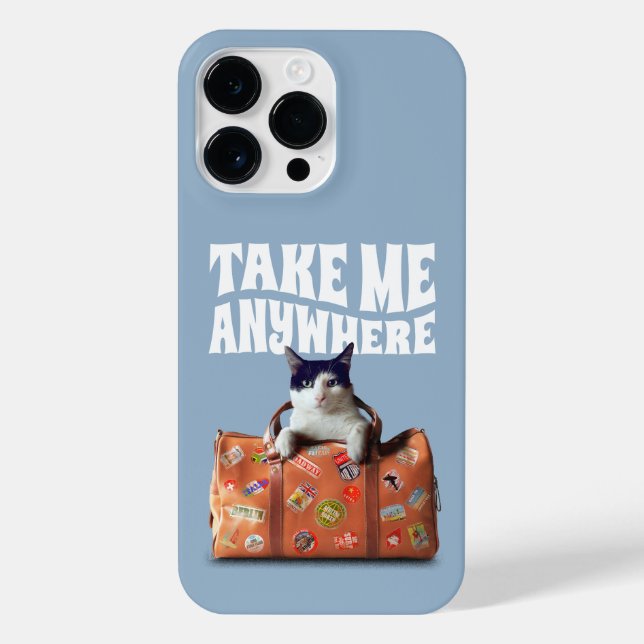TAKE ME ANYWHERE TRAVEL SUITCASE CAT iPhone CASE (Back)