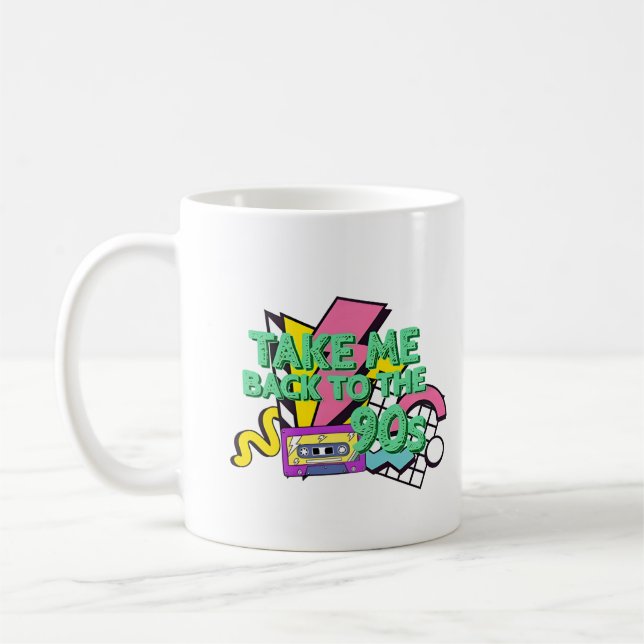 Take Me Back 90s Colour Pop Art Coffee Mug (Left)
