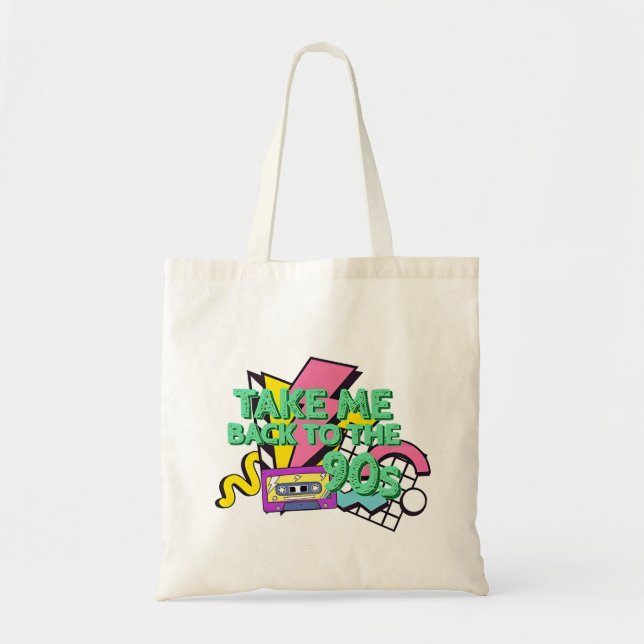 Take Me Back 90s Colour Pop Art Tote Bag (Front)
