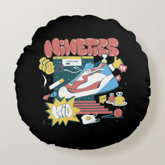 Take Me Back To The Nineties - Retro 90s Elements Round Cushion
