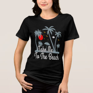 Take Me Beach Surfing Sunset Summer Escape Tri-Blend Shirt