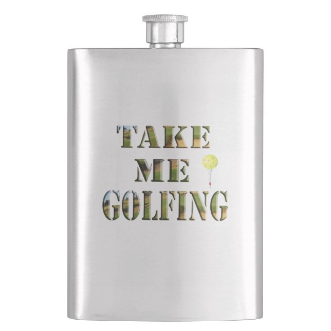 Take Me Golfing, Classic Hip Flask (Front)