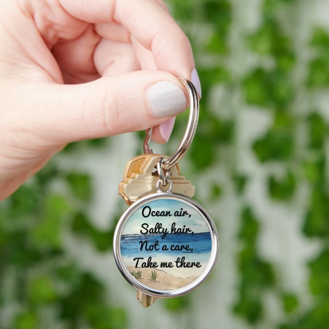 Take me to beach Button Keychain (Hand)
