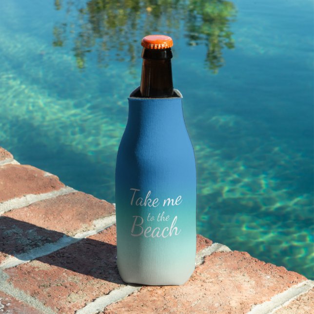 "Take Me To The Beach" Modern Blue Ombre  Bottle Cooler (In Situ Pool)