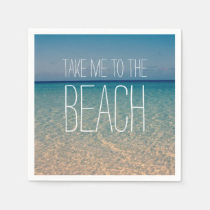 Take Me to the Beach Ocean Summer Blue Sky Sand Napkin