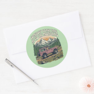 Take Me to the Mountains Dog Adventure Classic Round Sticker