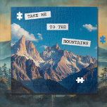 Take Me To the Mountains  Jigsaw Puzzle<br><div class="desc">Pretty view of a mountain range with gorgeous blue skies with inspirational quote.</div>