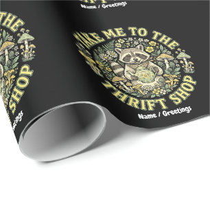 Take Me To The Thrift Shop Vintage Racoon Cottage Wrapping Paper