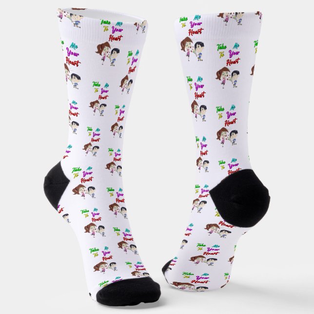 Take Me To Your Heart valentines Socks (Angled)
