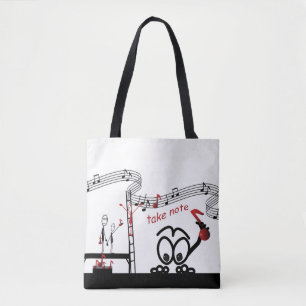 Take Note Music Teacher Funny Stickman Tote Bag