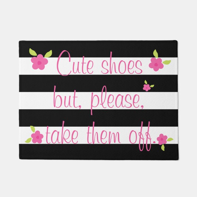 Take off Your Shoes Striped Doormat (Front)
