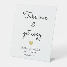 Take One and Get Cosy Winter Wedding Favour Sign