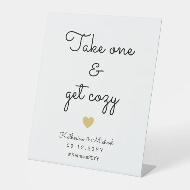 Take One and Get Cosy Winter Wedding Favour Sign  (Front)