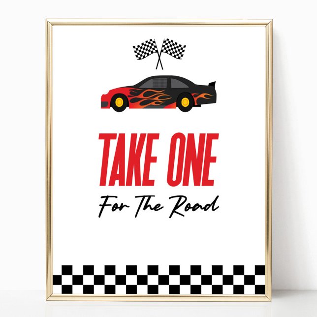 Take One For The Road Red Race Car Favours Sign (Creator Uploaded)