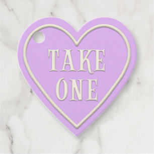 "Take One" Tea Party Pastel Purple Heart Favour Tags