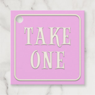 "Take One" Victorian Tea Party Pink Square Custom Favour Tags