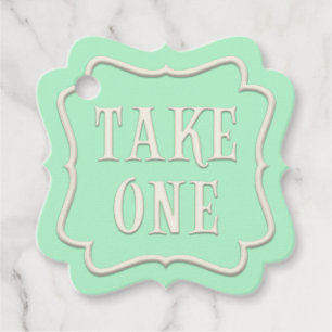 "Take One" Wonderland Tea Party Green Personalised Favour Tags