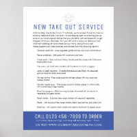 Take out emergency restaurant notice new blue menu