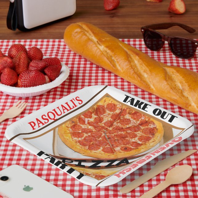 Take Out Pizza Party NAME Paper Plate (Picnic)