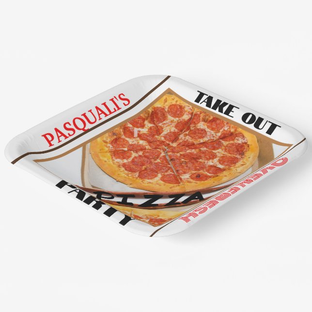 Take Out Pizza Party NAME Paper Plate (Angled)