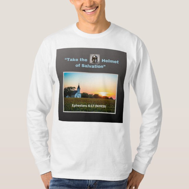 Take the Helmet of Salvation - White Long Sleeve T-Shirt (Front)