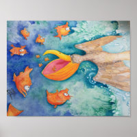 "Take the plunge!" Pelican & Fish Art