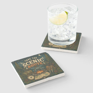 Take The Scenic Route Stone Coaster