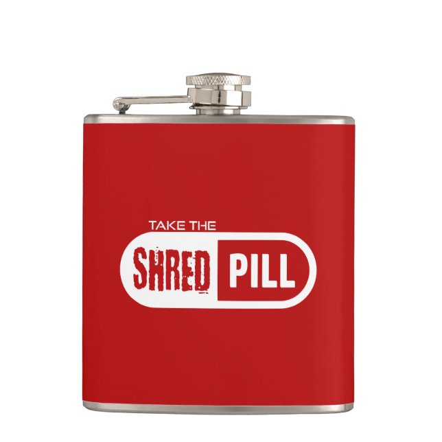 Take The Shred Pill Hip Flask (Front)
