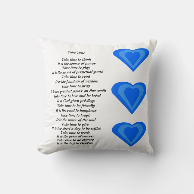 Take Time Poem pillow (Front)