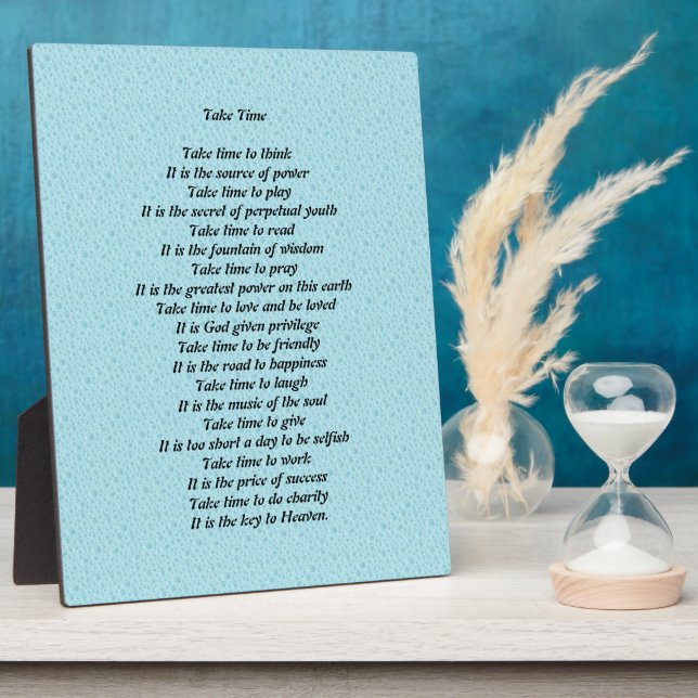 Take Time Poem Plaque (Side)