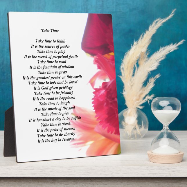 Take Time Poem Plaque (Side)