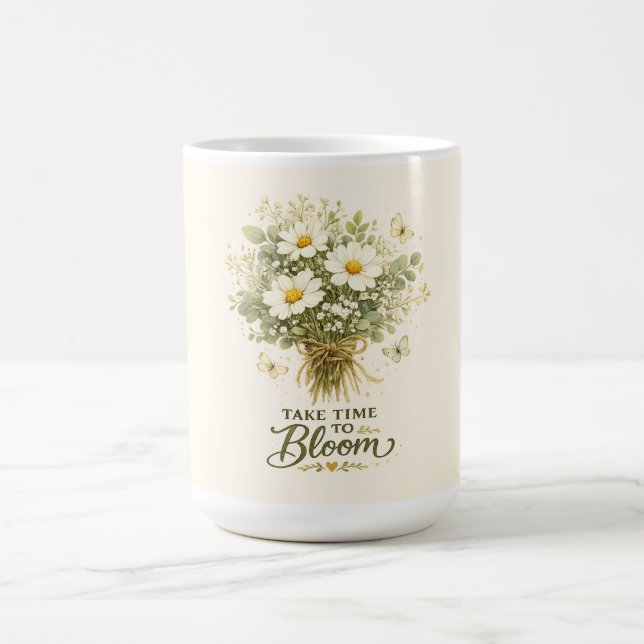 Take Time to Bloom |  Bouquet Design Coffee Mug (Center)