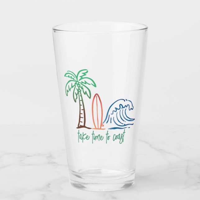 Take Time to Coast Beach Themed Art Glass (Front)