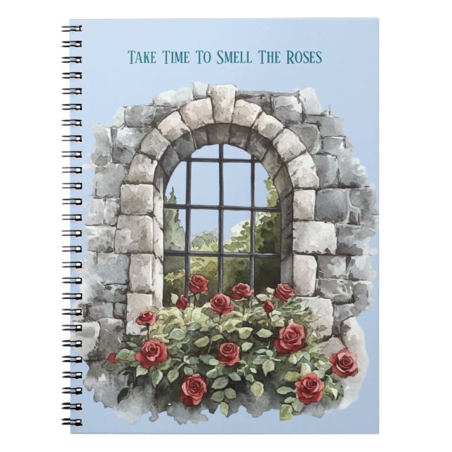 Take Time To Smell The Roses Bricks Window Notebook (Front)