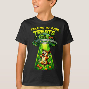Take to Treats Funny sci-fi Dog Alien Design T-Shirt