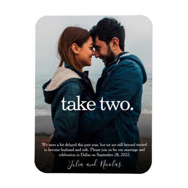Take Two Modern Postponement Save the Date Magnet (Vertical)