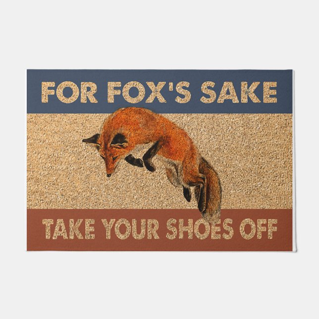 Take Your Shoes Off Mat, Welcome Fox  Doormat (Front)