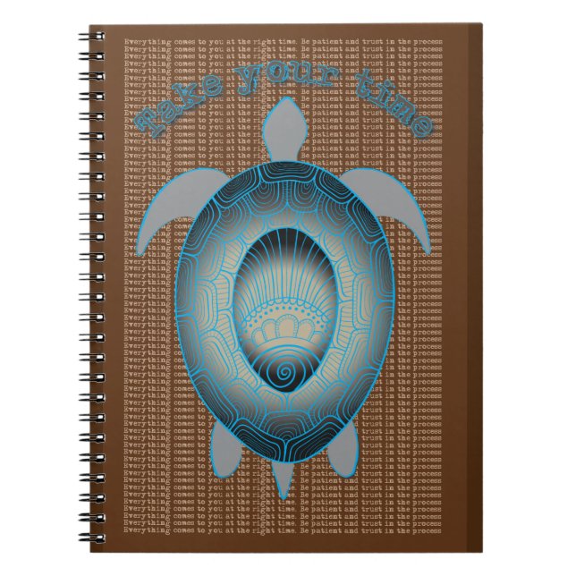 Take your time turtle motivational quote spiral notebook (Front)