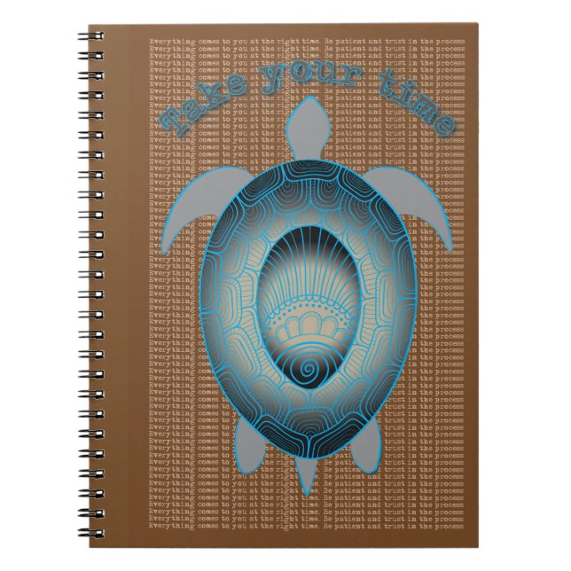 Take your time turtle motivational quote spiral notebook (Front)