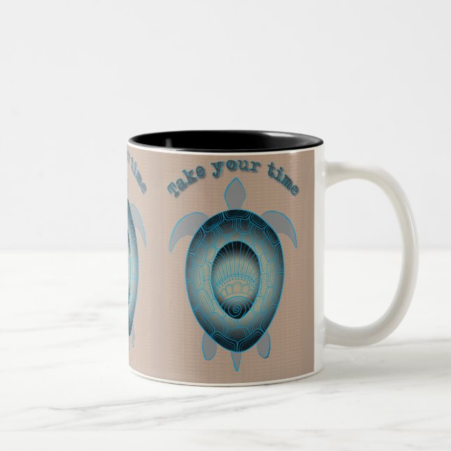 Take your time turtle motivational quote Two-Tone coffee mug (Right)